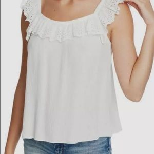 STATE eyelet ruffle tank